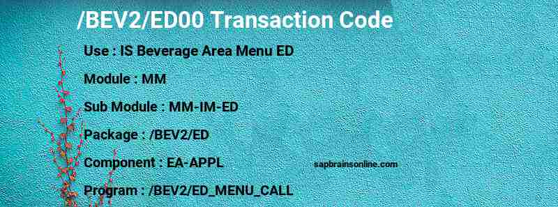 SAP /BEV2/ED00 transaction code