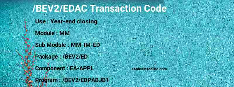 SAP /BEV2/EDAC transaction code