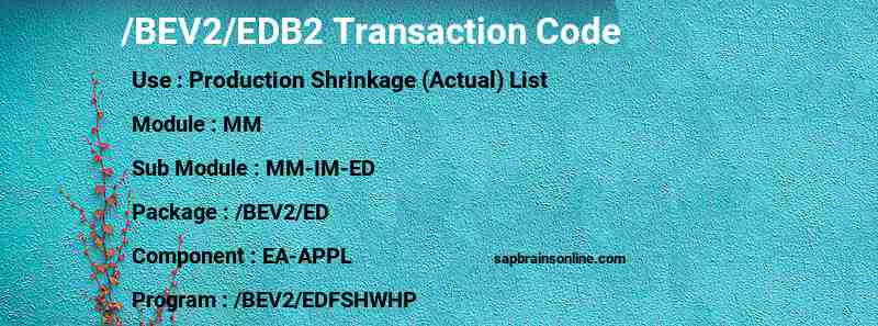 SAP /BEV2/EDB2 transaction code