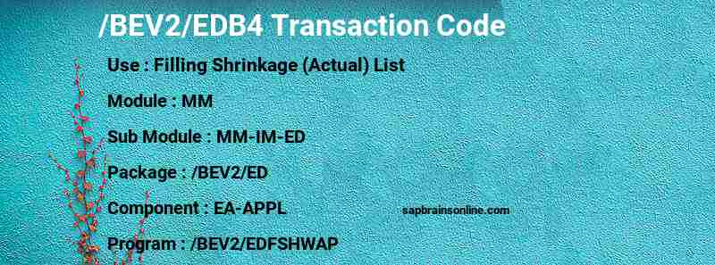 SAP /BEV2/EDB4 transaction code