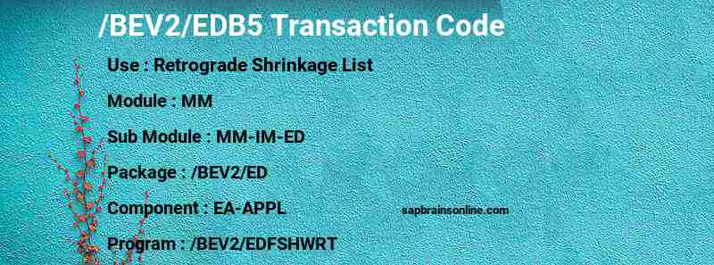 SAP /BEV2/EDB5 transaction code