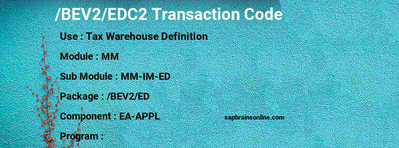 SAP /BEV2/EDC2 transaction code
