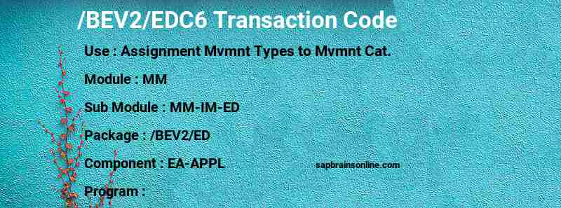 SAP /BEV2/EDC6 transaction code