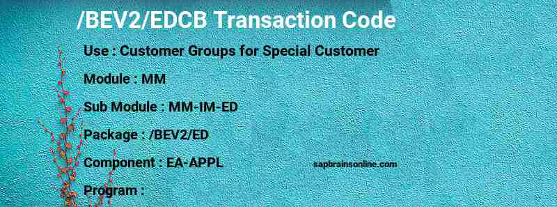 SAP /BEV2/EDCB transaction code