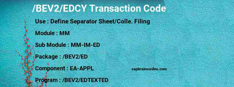 SAP /BEV2/EDCY transaction code