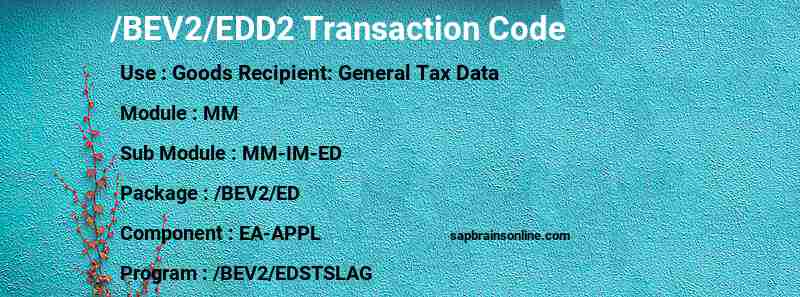 SAP /BEV2/EDD2 transaction code