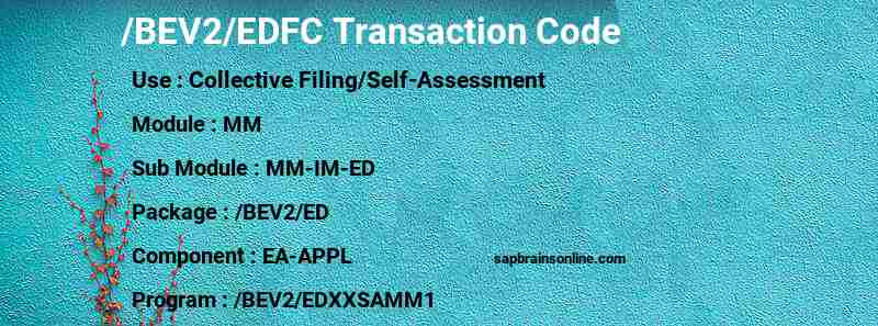 SAP /BEV2/EDFC transaction code