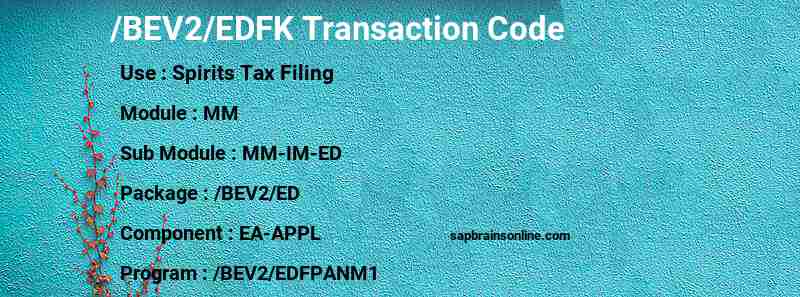 SAP /BEV2/EDFK transaction code