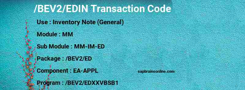 SAP /BEV2/EDIN transaction code