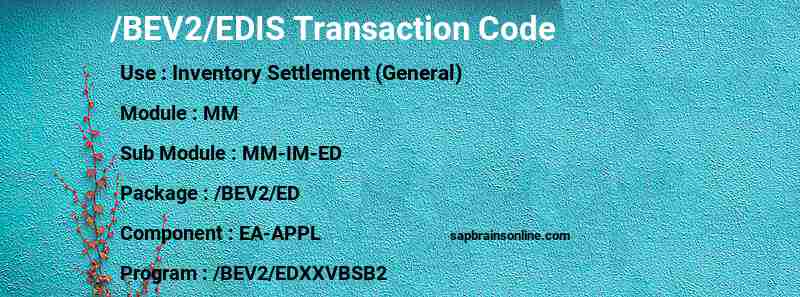 SAP /BEV2/EDIS transaction code