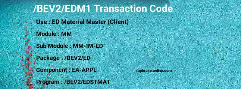 SAP /BEV2/EDM1 transaction code