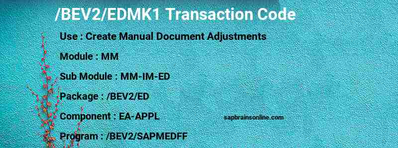 SAP /BEV2/EDMK1 transaction code