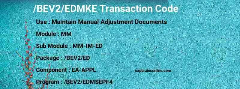 SAP /BEV2/EDMKE transaction code