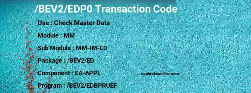 SAP /BEV2/EDP0 transaction code