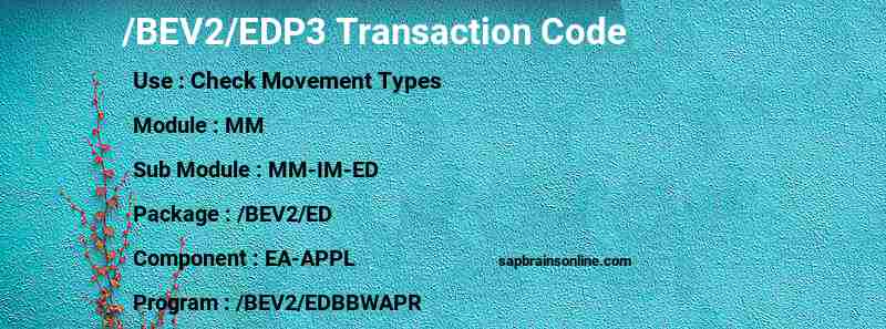 SAP /BEV2/EDP3 transaction code