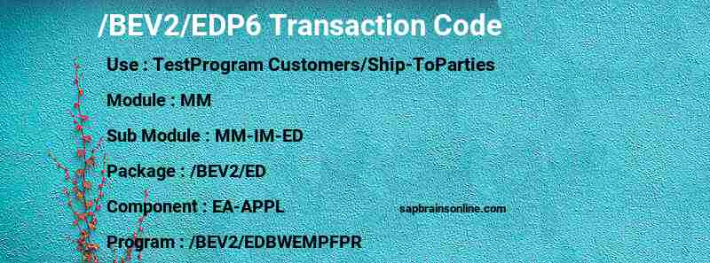SAP /BEV2/EDP6 transaction code