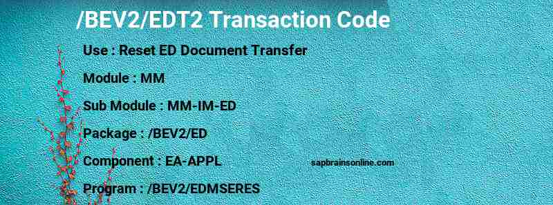 SAP /BEV2/EDT2 transaction code