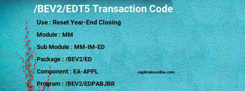 SAP /BEV2/EDT5 transaction code