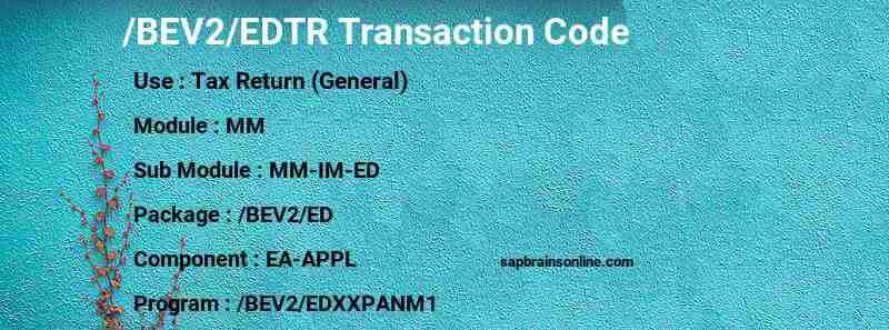 SAP /BEV2/EDTR transaction code