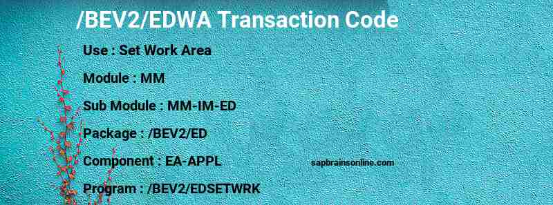 SAP /BEV2/EDWA transaction code