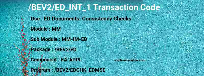 SAP /BEV2/ED_INT_1 transaction code