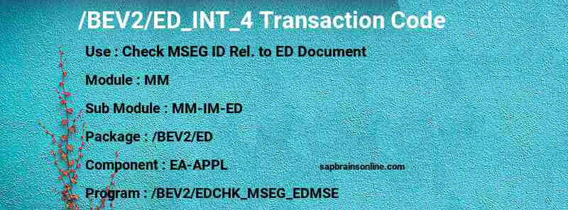 SAP /BEV2/ED_INT_4 transaction code