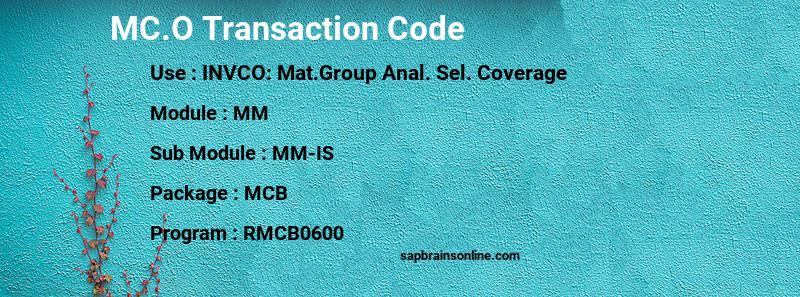 SAP MC.O transaction code