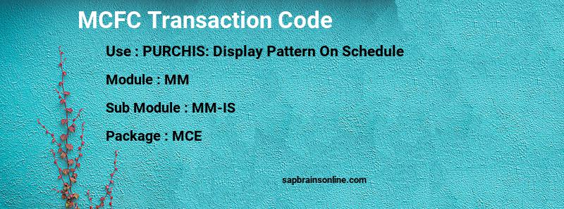 SAP MCFC transaction code