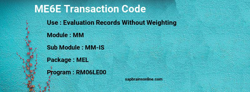 SAP ME6E transaction code