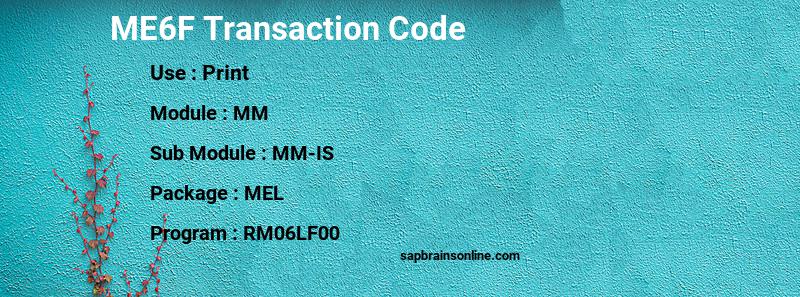 SAP ME6F transaction code