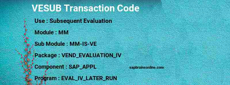 SAP VESUB transaction code