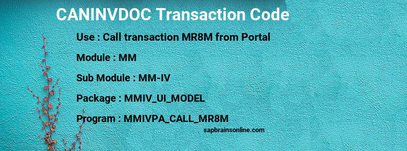 SAP CANINVDOC transaction code