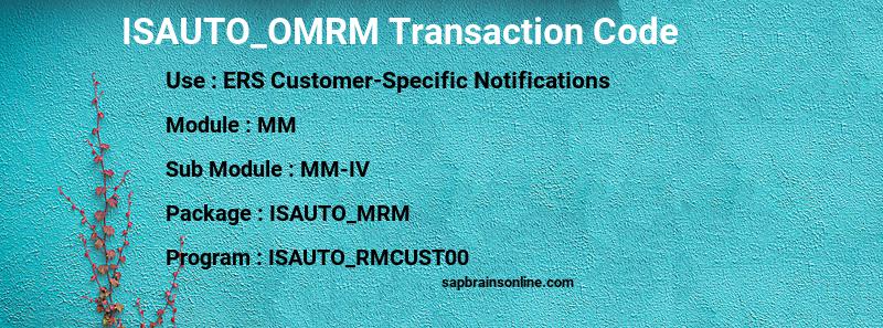 SAP ISAUTO_OMRM transaction code