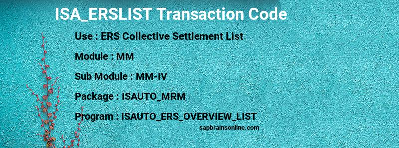 SAP ISA_ERSLIST transaction code