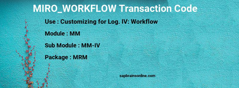 SAP MIRO_WORKFLOW transaction code