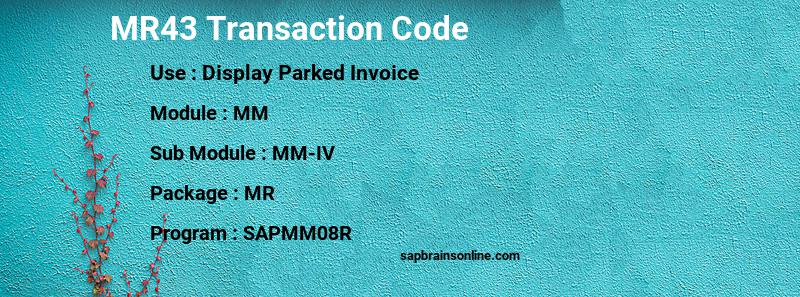 SAP MR43 transaction code