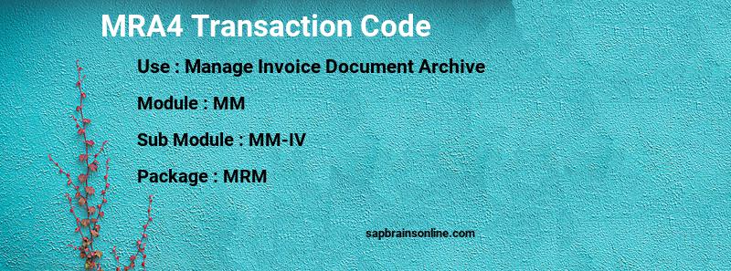 SAP MRA4 transaction code