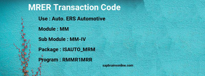 SAP MRER transaction code