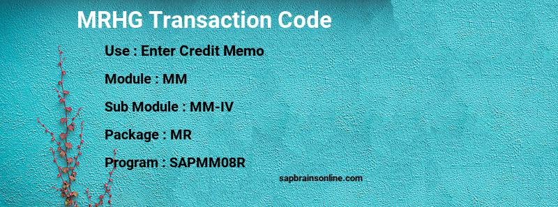 SAP MRHG transaction code