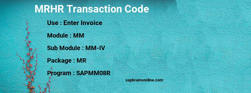 SAP MRHR transaction code