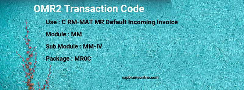SAP OMR2 transaction code