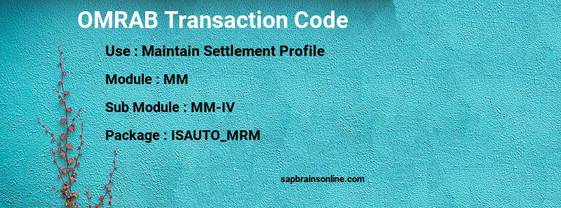 SAP OMRAB transaction code