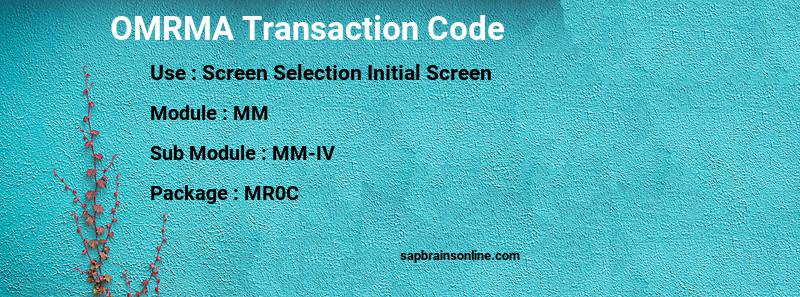 SAP OMRMA transaction code