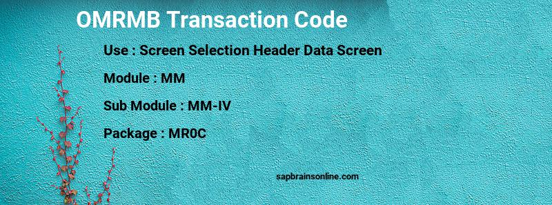 SAP OMRMB transaction code
