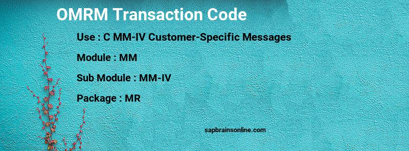 SAP OMRM transaction code
