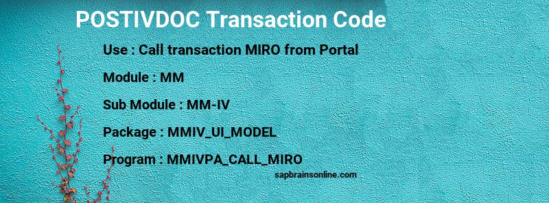 SAP POSTIVDOC transaction code