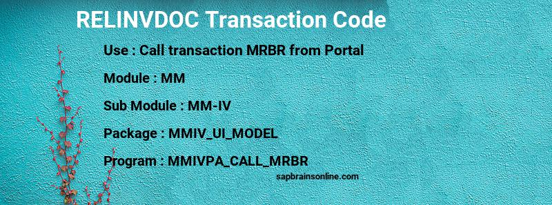 SAP RELINVDOC transaction code