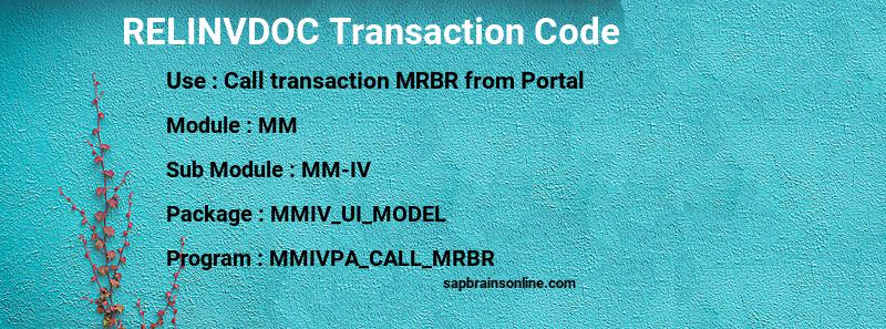 SAP RELINVDOC transaction code