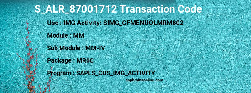 SAP S_ALR_87001712 transaction code