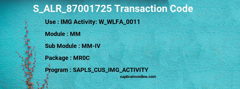 SAP S_ALR_87001725 transaction code